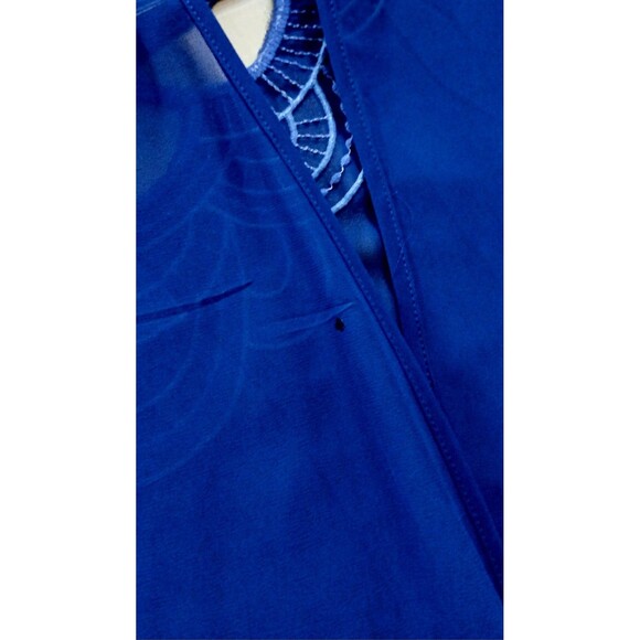 Charming Charlie Women's M Royal Blue Embroidered Blouse Semi Sheer Boho Chic - Picture 8 of 8